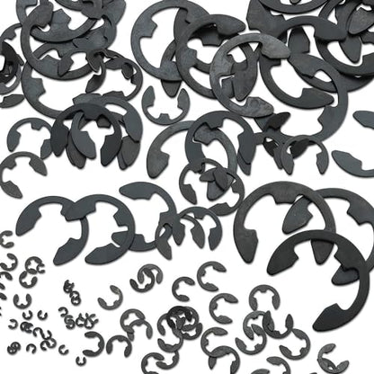 NEIKO 50455A E-Clip Assortment Set | 300 PCS, 9 SAE Sizes, Heat Treated External Retaining Clips, 1/16" - 7/8 Inch | High Carbon Steel Circlip Kit, Anti Walk Washers, Retaining Rings - style: Retaining Ring