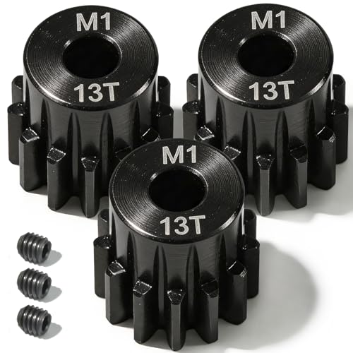 M1 Gear 13T 5mm Bore 3-Pack – High-Precision Hardened Steel Motor Pinion Gear for 1/8 1/10 RC Crawler, Monster Truck, Short Course Truck & Boat (Compatible with Traxxas Axial, FMS, HSP Redcat Losi) - style: M1 3Pcs 13T