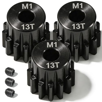 M1 Gear 13T 5mm Bore 3-Pack – High-Precision Hardened Steel Motor Pinion Gear for 1/8 1/10 RC Crawler, Monster Truck, Short Course Truck & Boat (Compatible with Traxxas Axial, FMS, HSP Redcat Losi) - style: M1 3Pcs 13T