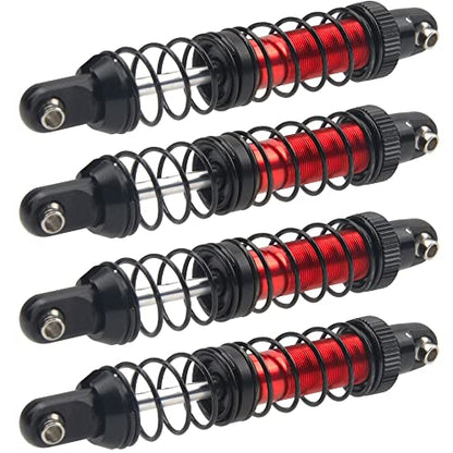 4Pcs Vgoohobby Metal Shocks Absorber Adjustable Dampers Compatible with Axial SCX10 Traxxas TRX4 D90 90046 Redcat Gen7 1/10 RC Crawler Car (Red,90mm)