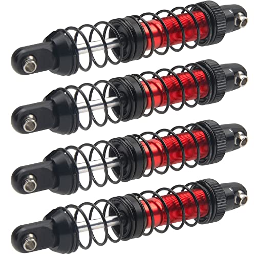 4Pcs Vgoohobby Metal Shocks Absorber Adjustable Dampers Compatible with Axial SCX10 Traxxas TRX4 D90 90046 Redcat Gen7 1/10 RC Crawler Car (Red,90mm)