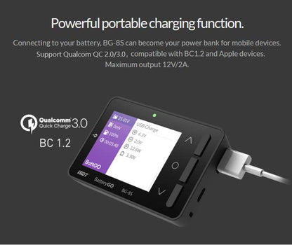 ISDT BG-8S Lipo Battery Checker,Smart Digital Battery Tester/Checker with LCD Display, Battery Capacity Tester for Life/Li-ion/NiMH/Nicd/LiPo Voltage Checker,Black