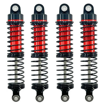 Aluminum Front & Rear Shock Absorber Set for 1/18 RC Cars, Threaded Oil Shocks Suspension Upgrade, 4-Pack (Red/Green) (Red) - color: Red