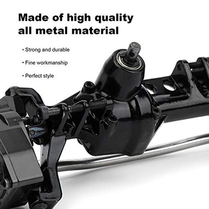 Remote Control Car Metal Front Portal Axle Assembly for 1/10 SCX10 III RC Crawler (Black) - color: Black