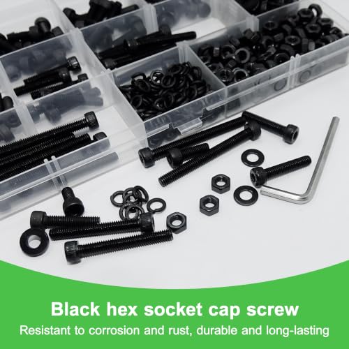 523 Pcs M4 x 8/10 /12/14 /16/18 /20/30 /40mm Socket Head Screws M4 Long Screws Metric Screws Bolts Washers Nuts Kit Machine Screw Assortment Kit 12.9 Grade Alloy Steel Fully Threaded for Furniture - size: M4x8/10/12/14/16/18/20/30/40mm-523Pcs