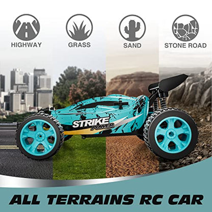 Tecnock RC Cars Remote Control Car for Kids, 1:18 Scale 20 KM/H 2WD Offroad Buggy, 2.4GHz RC Racing Car with USB-C Easy Charging & 50 Mins Playtime, Toys Gifts for Boys & Girls - color: Blue