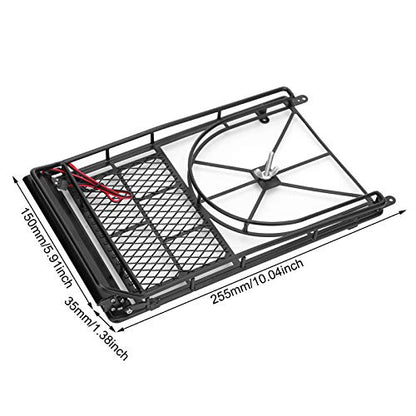 RC Crawler Car Metal Roof Rack Luggage Carrier, Durable RC Accessory with White LED Light Strip, Universal Fit for HSP HPI AXIAL Remote Control