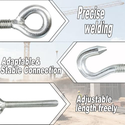 6PCS M12 Hook and Eye Turnbuckles for Cables Wire Rope Tension | Made of 304 Stainless Steel, Corrosion Resistant & Easy to Use,822lbs Rated,Industrial Shade Sail Rigging - size: 6PCS-M12-OC