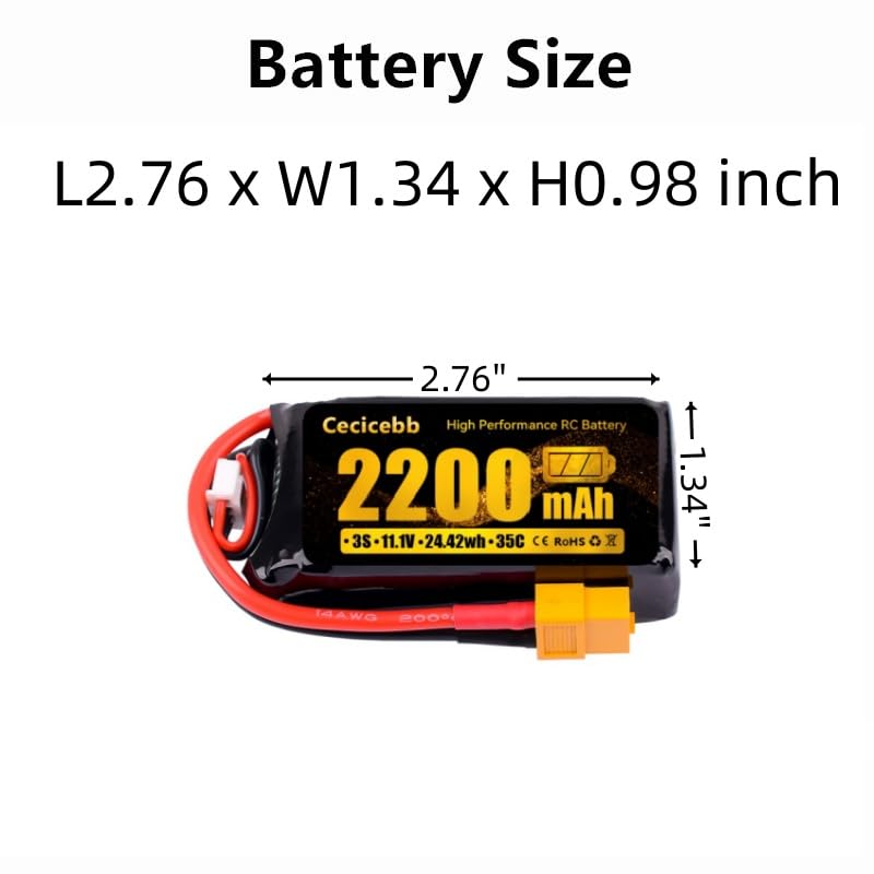 3S Lipo Battery 35C 2200mAh 11.1V Shorty Pack Battery with XT60 Connector for Airplane RC Quadcopter Helicopter FPV Drone RC Car Truck RC Vehicles 1 Pack with Charger