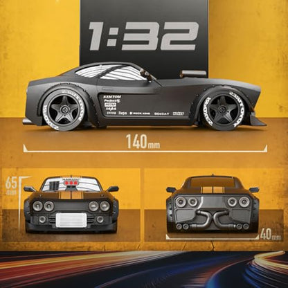 KM3299 RC Drift Car with Gyro Stabilization and LED Lights | 1:32 Scale High-Speed 4WD Mini Electric Remote Control Drift Vehicle, 30 km/h, RC Vehicle Gift for Adult - color: Black