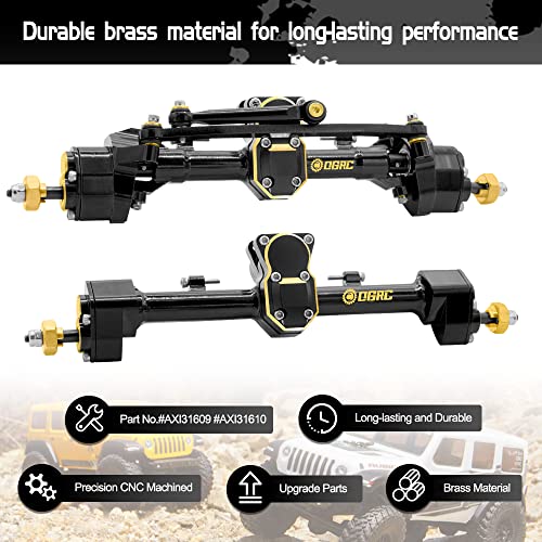 OGRC Brass complete Portal Axle Upgrades front Axle Built-in 13T Overdrive Worm Gear Heavy Duty Portal Axle for Axial SCX24 Deadbolt/ C10/JLU/Gladiator/Bronco Crawler Car