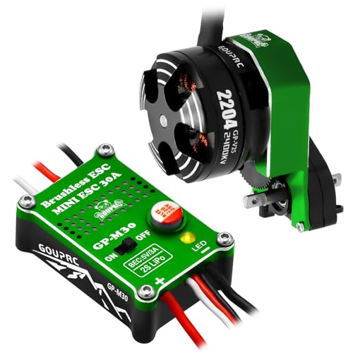 GOUPRC 2204 2400KV Brushless Outrunner Motor with Transmission & 30A Brushless Mini Esc for SCX24 Remote Control Crawler Axial 1/24 Black Green - color: Green & Black