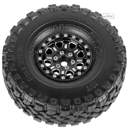 RC 1.9 Beadlock Tires 1.9 Wheels and Tires for 1/10 RC Crawler,TRX6 TRX4 AX103007 SCX10 90046 D90 Gen7 8 MST VS4-10,Aluminium Alloy 1.9 RC Wheel Rims & Rubber Tyre,Black - color: Black(4pcs)