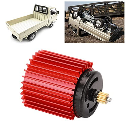 RC Car Motor, 52000 RPM High Speed Aluminum 370 Mini Motor and Heat Sink, Red RC Car Parts Compatible with Remote Control Cars D12