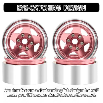 1.9 Beadlock Wheels, 4pcs Aluminum RC Rims with Positive Offset 12mm Hex for 1/10 RC Crawler Axial SCX10 II III 90046 AXI03007 Traxxas TRX4 TRX6 Redcat Gen8(Five models-Pink) - color: Five models-Pink