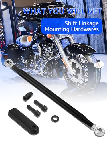Motorcycle Shift Linkage, Aluminum Shifter Linkage Black | Adjustable, Fit for Harley Davidson Street Glide, Road King, Electra Glide, Road Glide, Tri Glide, Softail, 1986-2026 - color: Black