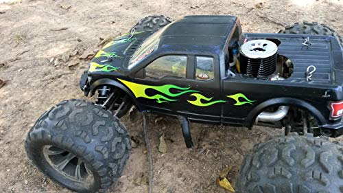 RC car Truck - Tribal Flames - 10pc Body Decal kit - Universal for Arrma Losi HPI Axial Traxxas Redcat Tekno 1/10 1/8 Scale Rock Crawler Stickers (Yellow/Green) - color: Yellow/Green