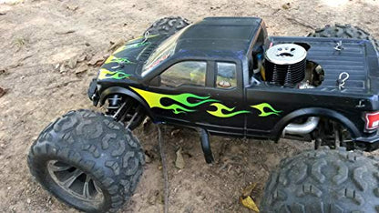 RC car Truck - Tribal Flames - 10pc Body Decal kit - Universal for Arrma Losi HPI Axial Traxxas Redcat Tekno 1/10 1/8 Scale Rock Crawler Stickers (Yellow/Green) - color: Yellow/Green
