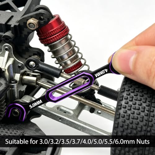 4pcs RC Wrenches 3.0/3.2/3.5/3.7/4.0/5.0/5.5/6.0mm w/ Screw Tray, Purple | RC Turnbuckle Wrenches Nut Ball Joint Remover with Metric Screws Pallet Repair Tool Set for RC Crawler Car Boat Model - color: Purple, W/ Screw Tray