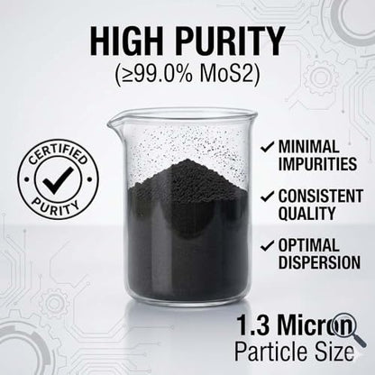 MoS2 Powder, 99% Pure Molybdenum Disulfide Powder, Dry Lubricant | 100g(3.5oz)1.3 Micron, Wear Reduction Metal & Gear Protection Bearing Compatible Grease Blending - color: 100g（3.5oz）