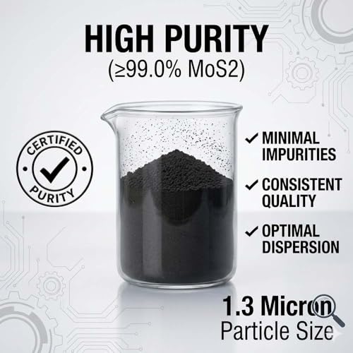 MoS2 Powder, 99% Pure Molybdenum Disulfide Powder, Dry Lubricant | 200g(7oz)1.3 Micron, Wear Reduction Metal & Gear Protection Bearing Compatible Grease Blending - color: 200g（7oz）