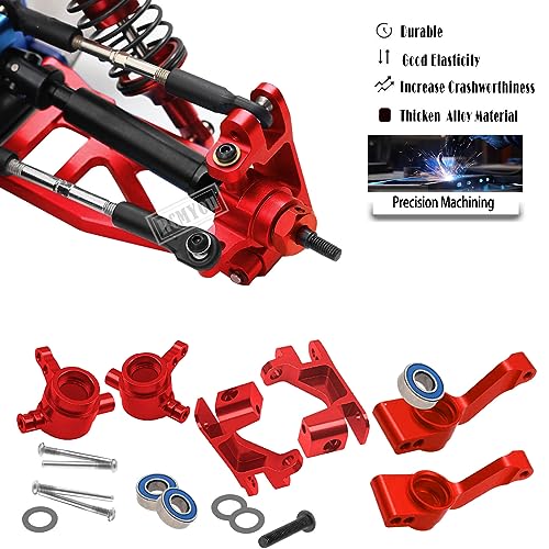 Upgrades Part for 1/10 Rustler 4x4 VXL/Rustler 4x4,Aluminum Caster Block,Steering Blocks,Rear Stub Axle Carriers,Steering Bellcranks,Suspension Arm,Shock Tower,Red (More Durable Arm) - color: Red-1 Set