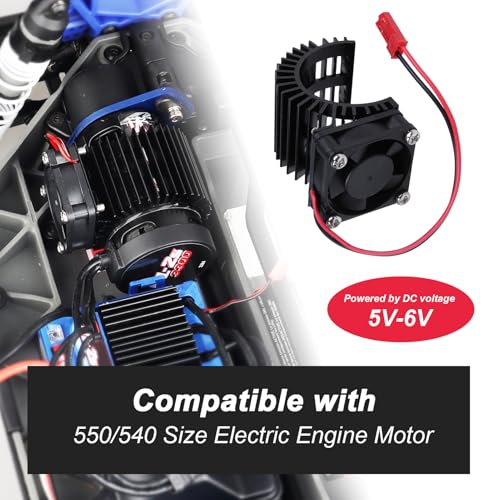 Hobbypark RC Brushless/Brushed 550 540 Motor Heatsink with Cooling Fan DC 5-6V for RC Crawler Car Truck Off Road Buggy Electric Engine