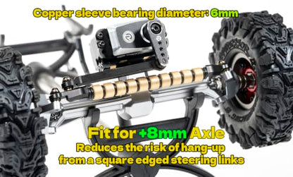 RampCrab Copper Sleeve Bearing Steering Link for SCX24 & AX24 +8mm axle on Each Side - color: 1 Set, size: +8mm length