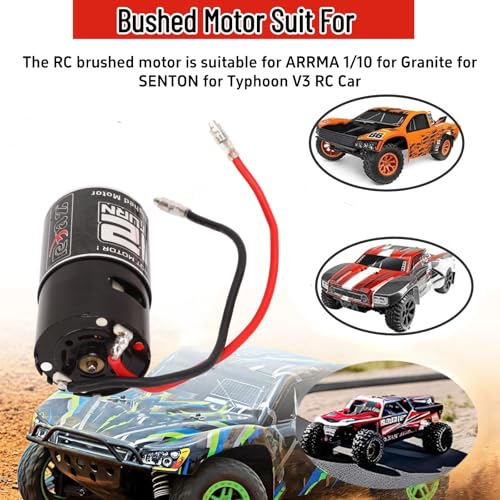 Motor 12T 550 Brushed Motor Compatible with ARRMA Mega 1/10, Granite, SENTON, Typhoon V3 RC Car
