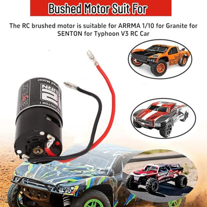 Motor 12T 550 Brushed Motor Compatible with ARRMA Mega 1/10, Granite, SENTON, Typhoon V3 RC Car