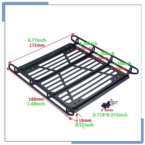 Stainless Steel Roof Luggage Rack with Lights Bar | For 1/10 RC Crawler Car SCX10 III, Upgrades