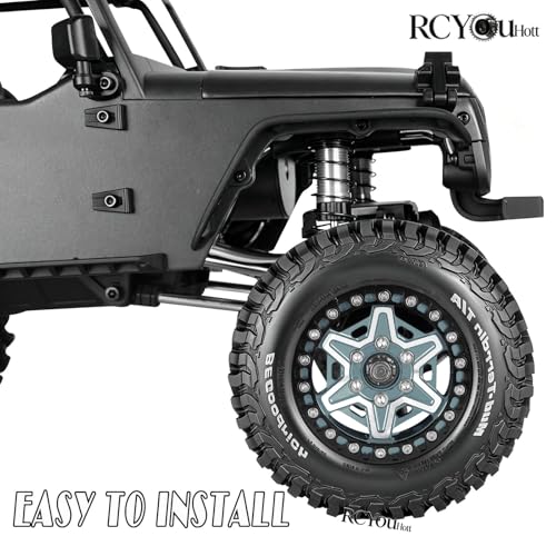 RC 1.9" Beadlock Wheels and Tires Set for 1/12 M-J-X H12Y H12Y+ H12P MN-128 RC Crawler,Wheels Tire OD 90MM/3.54",Aluminium Wheel Rims (4PCS),1.9" Beadlock Wheel Tires,Titanium - color: Titanium- (Wheel Tires)