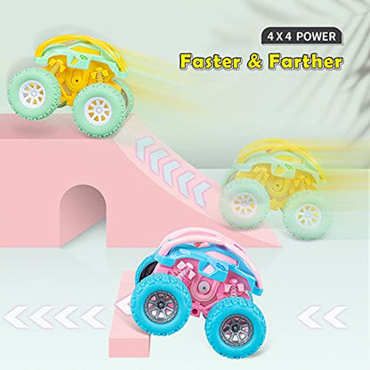 LODBY Car Toys for 2 3 4 Year Old Girls Gifts, Pull Back Cars Toys for Toddler Age 2-6, Monster Trucks for Kids Boys Toys Age 2-6 Year Old Girl Birthday Gifts - style: 3-PACK
