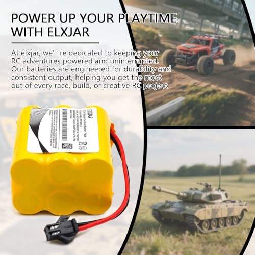 (4-Pack) 7.2V 800mAh Ni-Cd Battery with SM-2P Plug for RC Toys | Fits compatible Fisca TR-211 and Huina 1550, 1560, 1570, 560, 570 RC vehicles; includes 2 USB charging cables. - color: 4-Pack