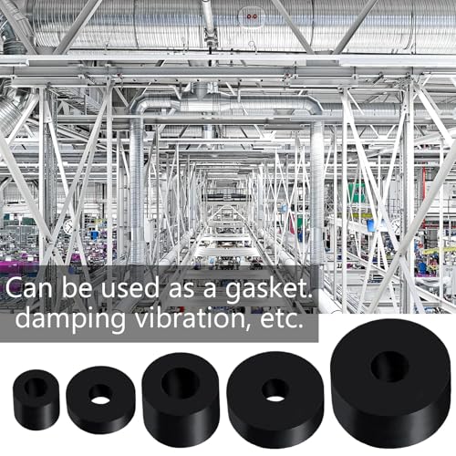 30 PCS Rubber Spacer 5 Sizes Black Non-Slip Thick Grommets Vibration Isolation Round Rubber Flat Washers Spacers Washers for Home and Car Accessories - size: 5 Sizes, style: Different size