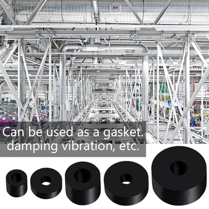 30 PCS Rubber Spacer 5 Sizes Black Non-Slip Thick Grommets Vibration Isolation Round Rubber Flat Washers Spacers Washers for Home and Car Accessories - size: 5 Sizes, style: Different size