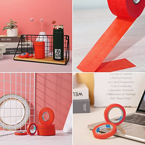 6 Rolls Fine Line Tape 1/16, 1/8, 1/5, 2/5, 1/2, 3/4 Inch x 55 Yard Fineline Masking Tape Painter Adhesive Automotive for DIY Car Auto Paint (Red, Mixed Sizes) - color: Red, size: Mixed Sizes
