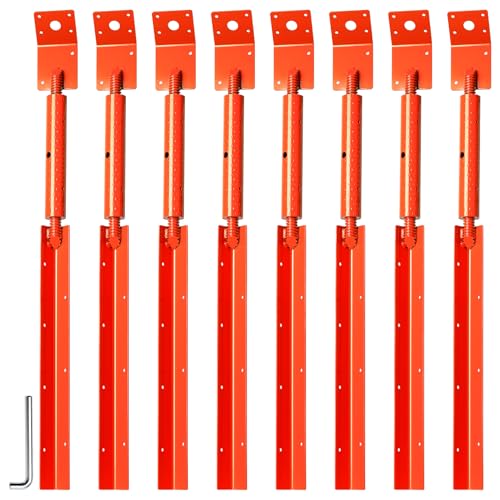 Adjustable Wall Turnbuckle Tensioner (Adjustable Length: 33.2"-40"), Heavy Duty Stainless Steel Concrete Wall Brace with Flat Plate 8Pack