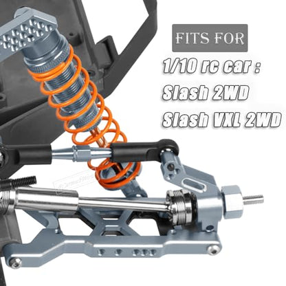 RC Upgrades Part for 1/10 Slash 2WD,Slash 2WD VXL,Alloy Aluminum Front Rear Suspension Arms,Front Steering Block,Rear Stub Axle Carriers,Left Right Caster Blocks,Titanium - size: Titanium(caster block set&arms)