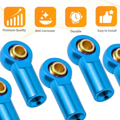 10PCS Aluminum M3 Tie Rod End Ball Joint Link Ball Head Holder 3mm RC Car Upgrade Parts, Compatible with Tamiya HSP Traxxas TRX4 Axial SCX10 D90 1/10 RC Car Truck Buggy Crawler, Blue - color: Blue