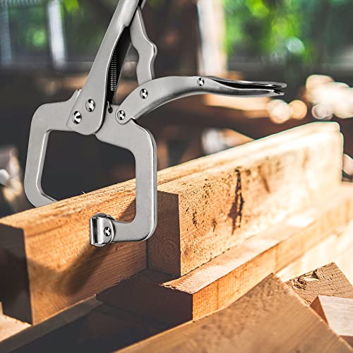 JOIKIT 6PCS 11 Inch C-Clamp Locking Pliers, Welding Pliers, Vise Grip C-Clamp with Swivel Pads for Carpentry, Welding, Electrical Equipment - size: 11 Inch 6 PCS
