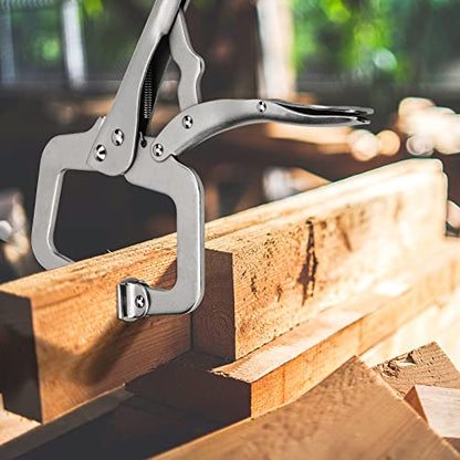 JOIKIT 6PCS 11 Inch C-Clamp Locking Pliers, Welding Pliers, Vise Grip C-Clamp with Swivel Pads for Carpentry, Welding, Electrical Equipment - size: 11 Inch 6 PCS