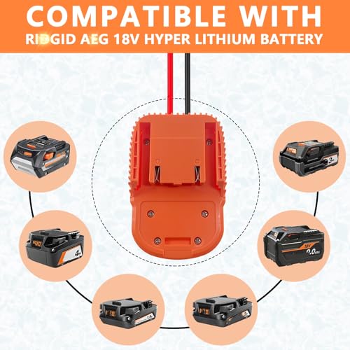 2 Pack Battery Adapter Fit for Rigid for AEG 18V Batteries - Battery Dock Connector with 14AW Wire & Fuse - style: for rigdgid Battery Adapter 2PCS