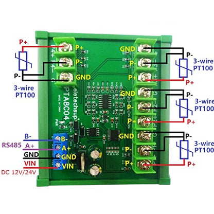 4ch DC 12V 24V -40~500 Celsius PT100 RTD RS485 Temperature Sensor Module Modbus RTU Platinum Thermal Resistance Collector (1PCS B 12V with Rail Box) - color: 1PCS B 12V with Rail Box