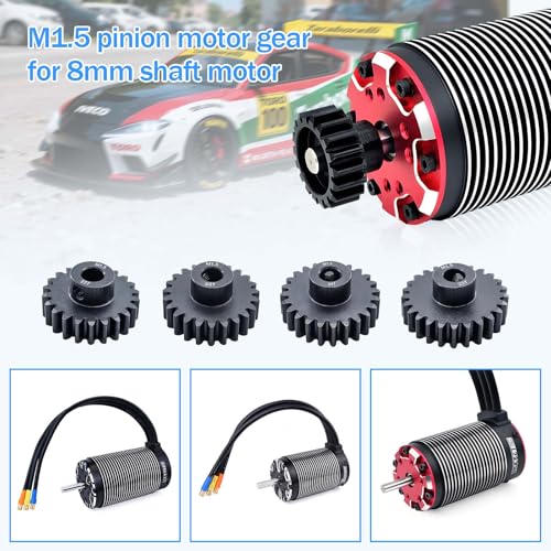 M1.5 Pinion Gear 22T 23T 24T 25T 8mm Shaft Steel Motor Gear Set for 1/5 1/6 1/7 1/8 1/10 Tra-xxas Arrma HSP HPI AXIAL LOSI RC Car Brushed Brushless Motor - size: 22T 23T 24T 25T