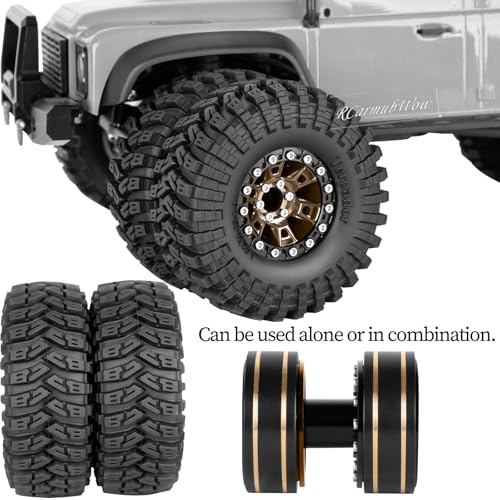 RC 1.3 Beadlock Wheels and Tires Single & Dually for 1/18 TRX4M Ascent-18,1/24 SCX24 FCX24 RC Crawler Car,Aluminium & Brass 1.3 Rims w/All Terrain Rubber Tire,4pcs,Brown w/Black - color: Brown(4pcs)