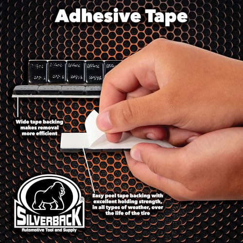 Silverback 1/4oz Black Steel Adhesive Tape Wheel Weights with EZ Peel Tape. Designed for The Professional Tire Dealer. Cars, Trucks, SUV's, & Motorcycles. 10lb. Roll Black .25oz Steel Tape Weight. - color: Black