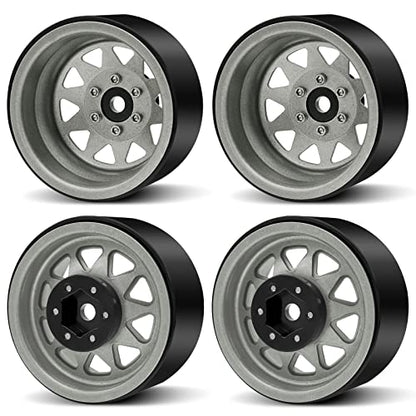 OGRC 1/10 RC Crawler Wheels 1.9" Aluminum Beadlock Wheel Rims | Offset -8.9mm Wheels, 1.9 Beadlock Wheels, for for TRX4 SCX10 Redcat GEN7 GEN8 RC4WD D90 Crawler, Grey - color: Grey
