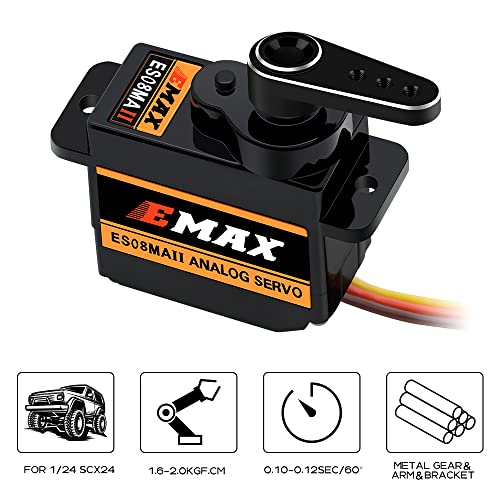 for AXIAL SCX24 Servo Metal Gear EMAX Servo Steering Servo with Servo Mount Bracket and Arm and Steering Link Set SCX24 Upgrade Parts (Black) - color: Black