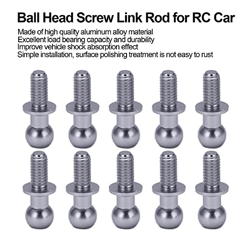 10pcs RC Aluminum Alloy Ball Link Track Rod Ball Screw Link Rod Shock Absorber End Compatible with TT01 TT02 RC Car(Sliver)